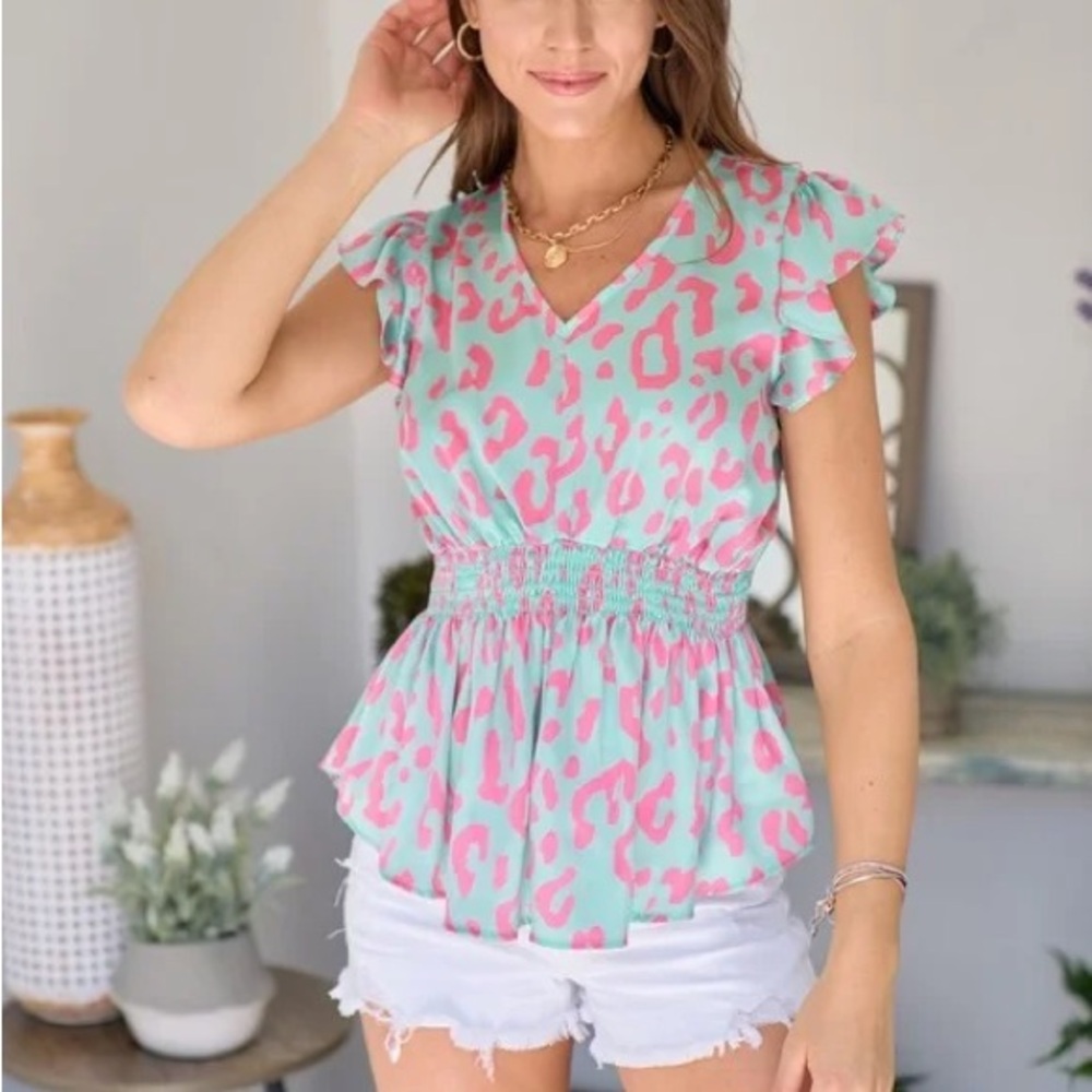 Leopard V Neck Blouse